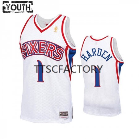 Maillot Basket Enfant Philadelphia 76ers James Harden 1 Nike 2022 Hardwood Classics Blanc Swingman